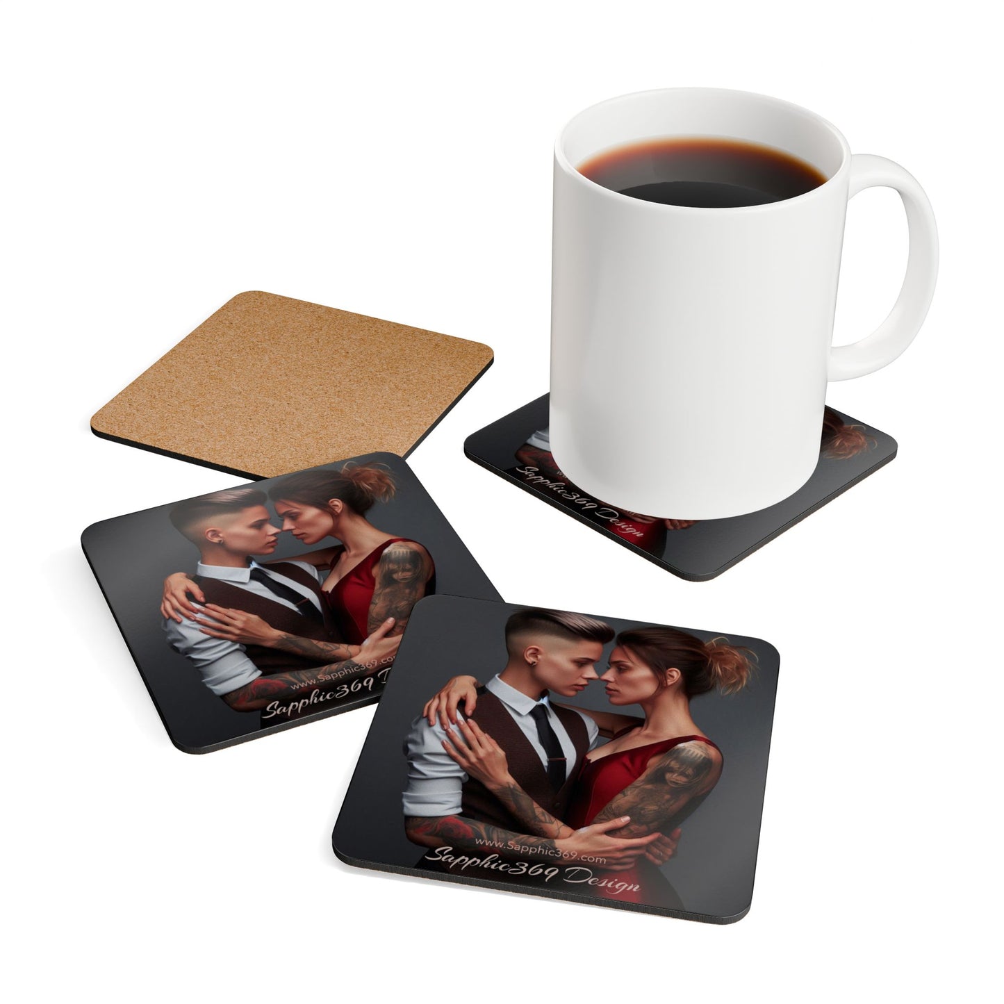 Corkwood Coaster Set Butch Femme Dynamic 1 Printify