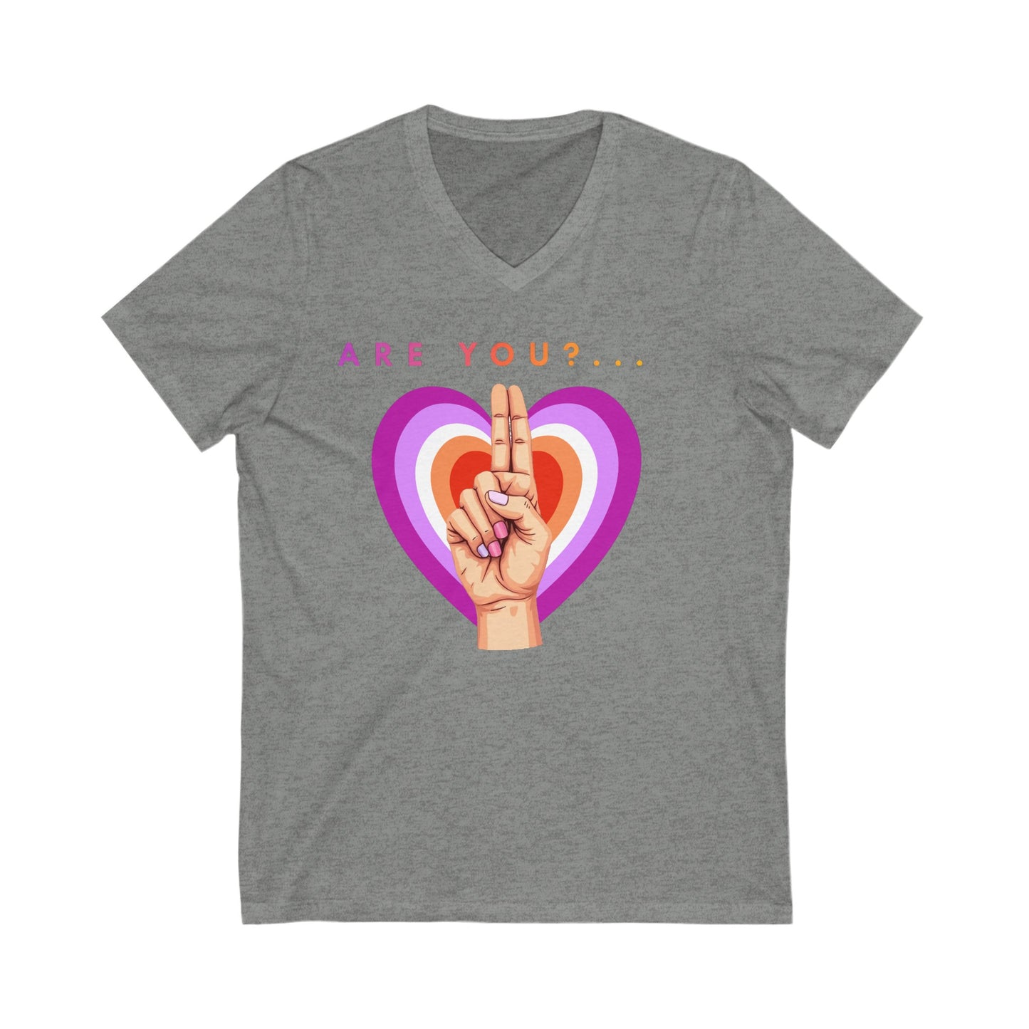 "Are you?..." Lesbian Unisex Jersey Short Sleeve V-Neck Tee Printify