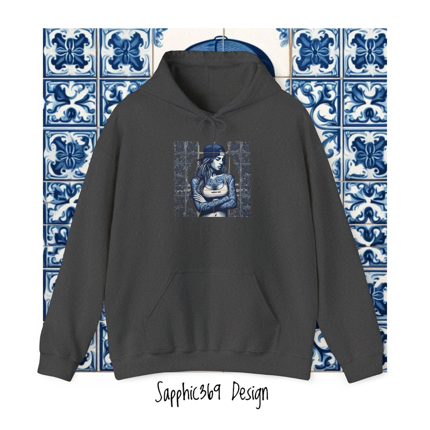 Maria Portuguese Tile Hooded Sweatshirt Printify