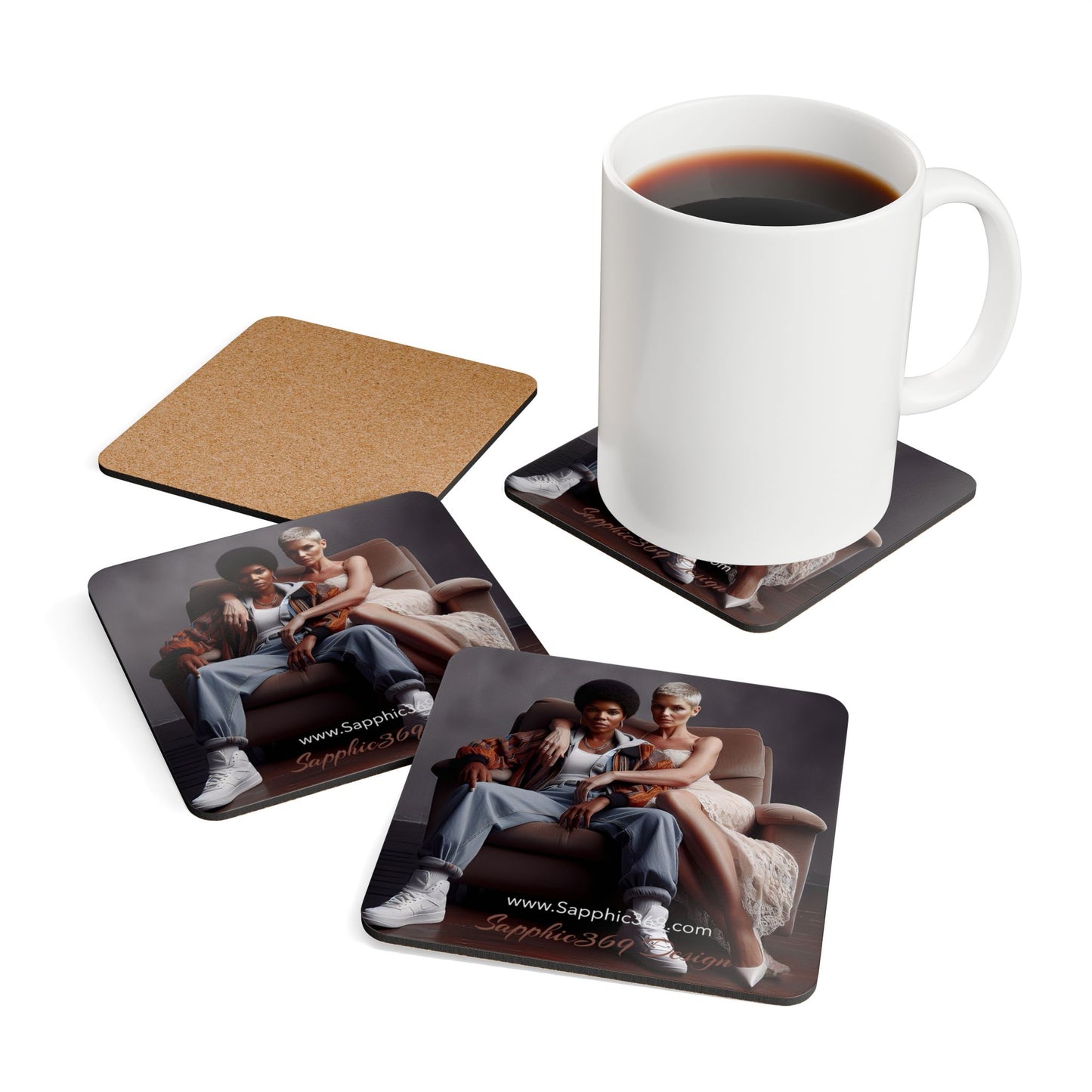 Corkwood Coaster Set Butch Femme Dynamic Urban4 Printify