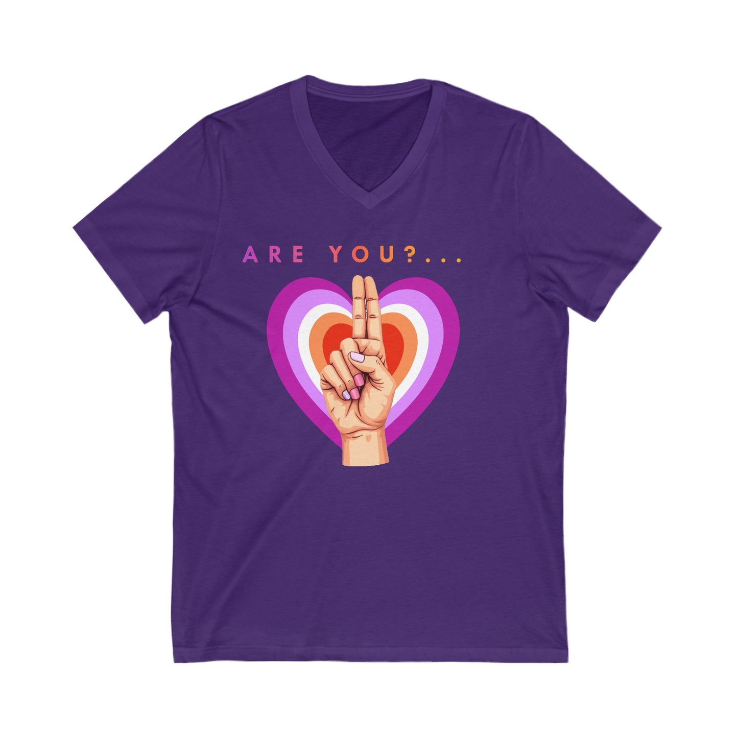 "Are you?..." Lesbian Unisex Jersey Short Sleeve V-Neck Tee Printify