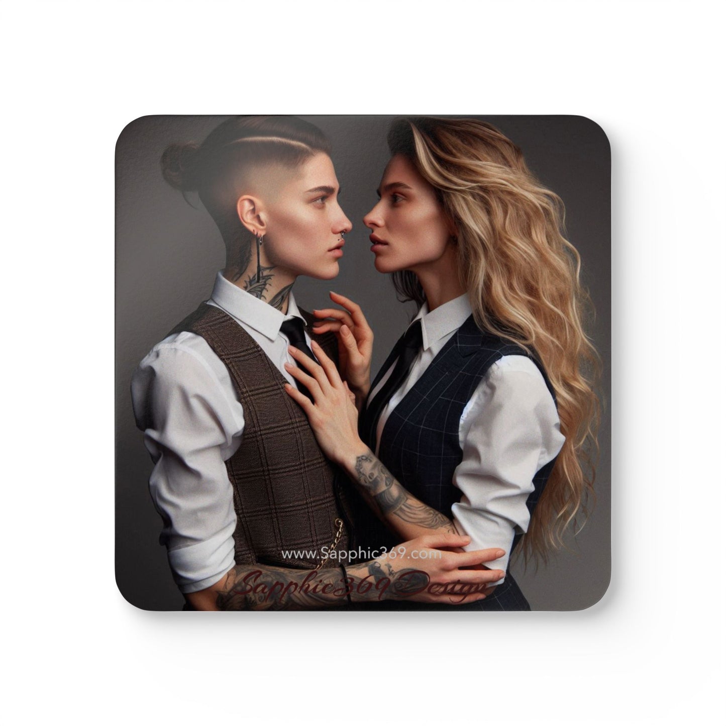 Corkwood Coaster Set Butch Femme Dynamic 2 Printify