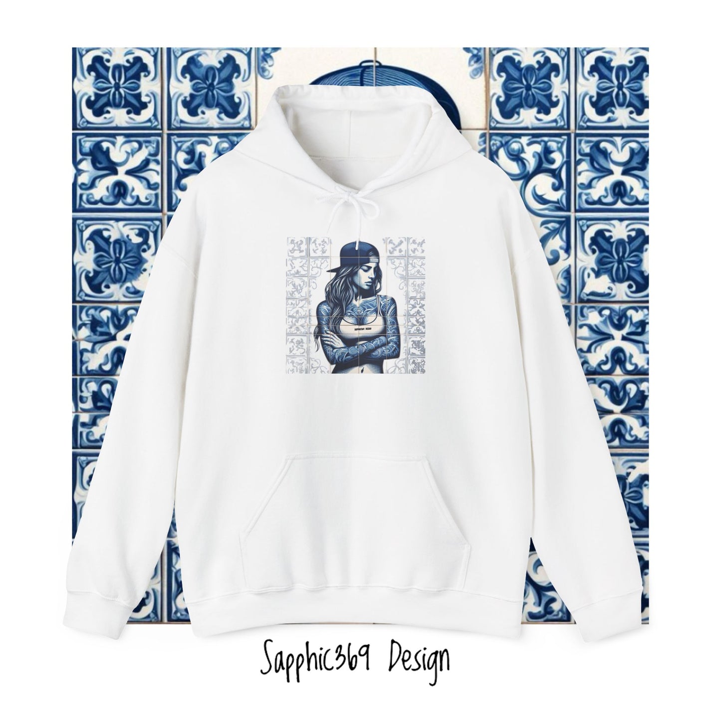 Maria Portuguese Tile Hooded Sweatshirt Printify