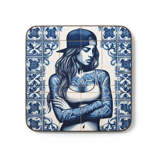 Portuguese Street Tile Hardboard Back Coaster Printify
