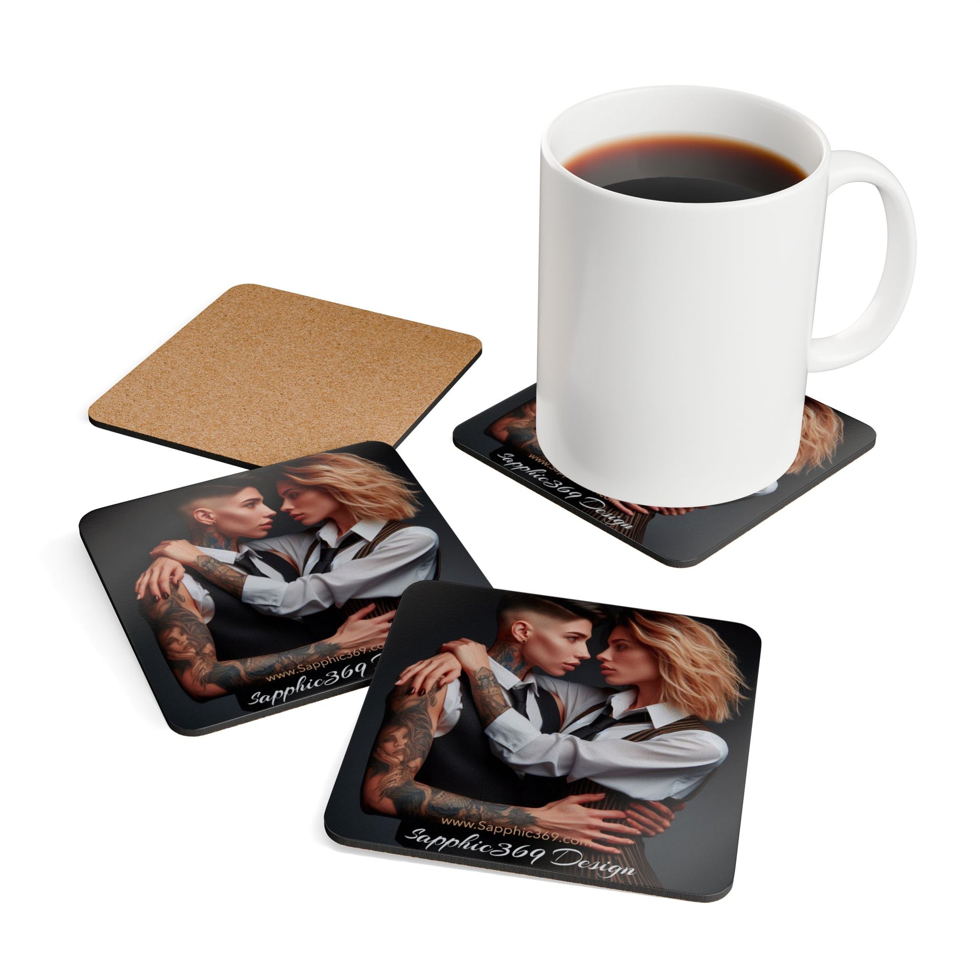 Corkwood Coaster Set Butch Femme Dynamic 7 Printify