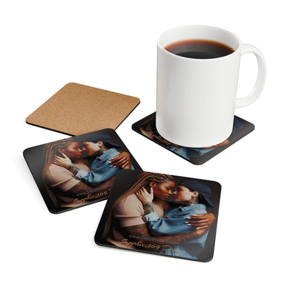 Corkwood Coaster Set Butch Femme Dynamic Urban3 Printify