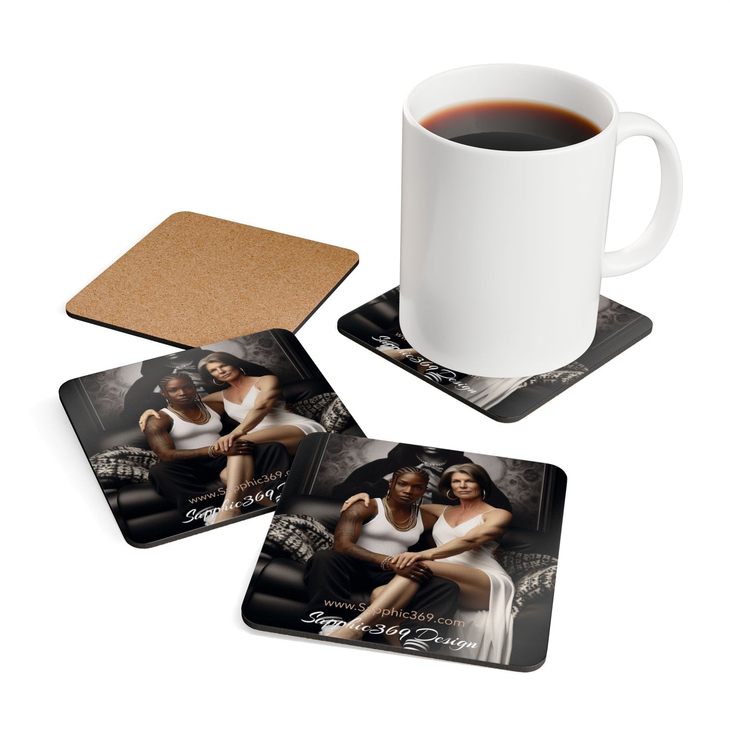 Corkwood Coaster Set Butch Femme Dynamic Urban2 Printify