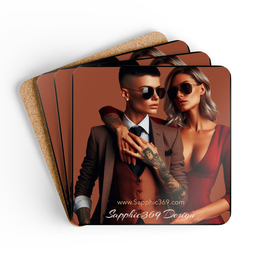 Corkwood Coaster Set Butch Femme Dynamic 5 Printify