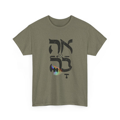 Ahava Rainbow Birds T-Shirt-Black distressed black lettering