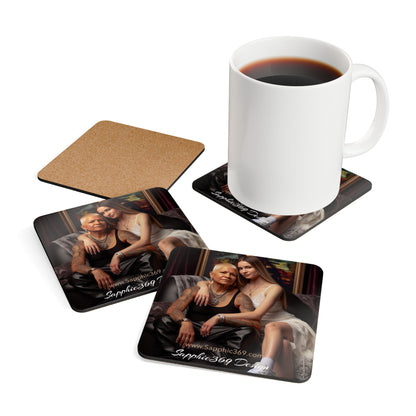 Corkwood Coaster Set Butch Femme Dynamic Urban Printify