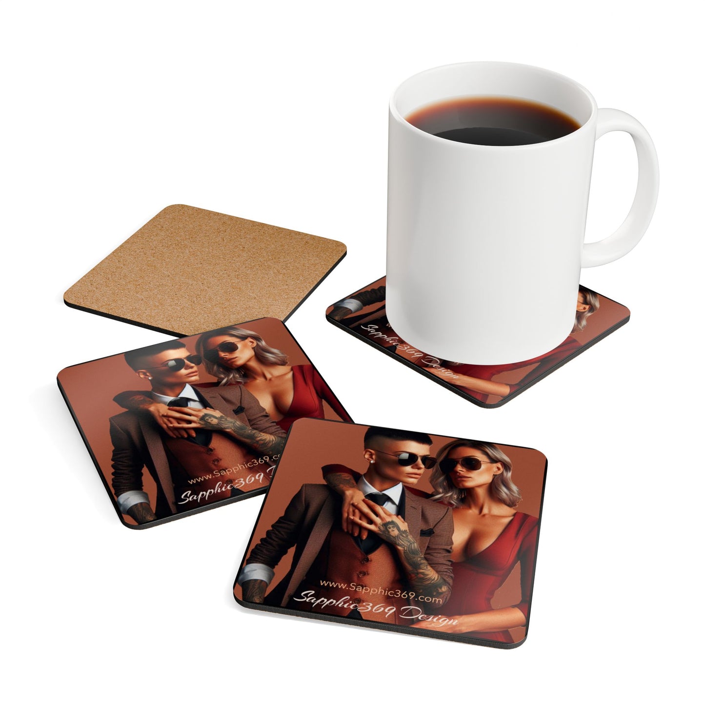 Corkwood Coaster Set Butch Femme Dynamic 5 Printify