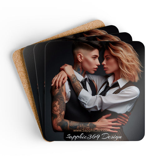 Corkwood Coaster Set Butch Femme Dynamic 7 Printify