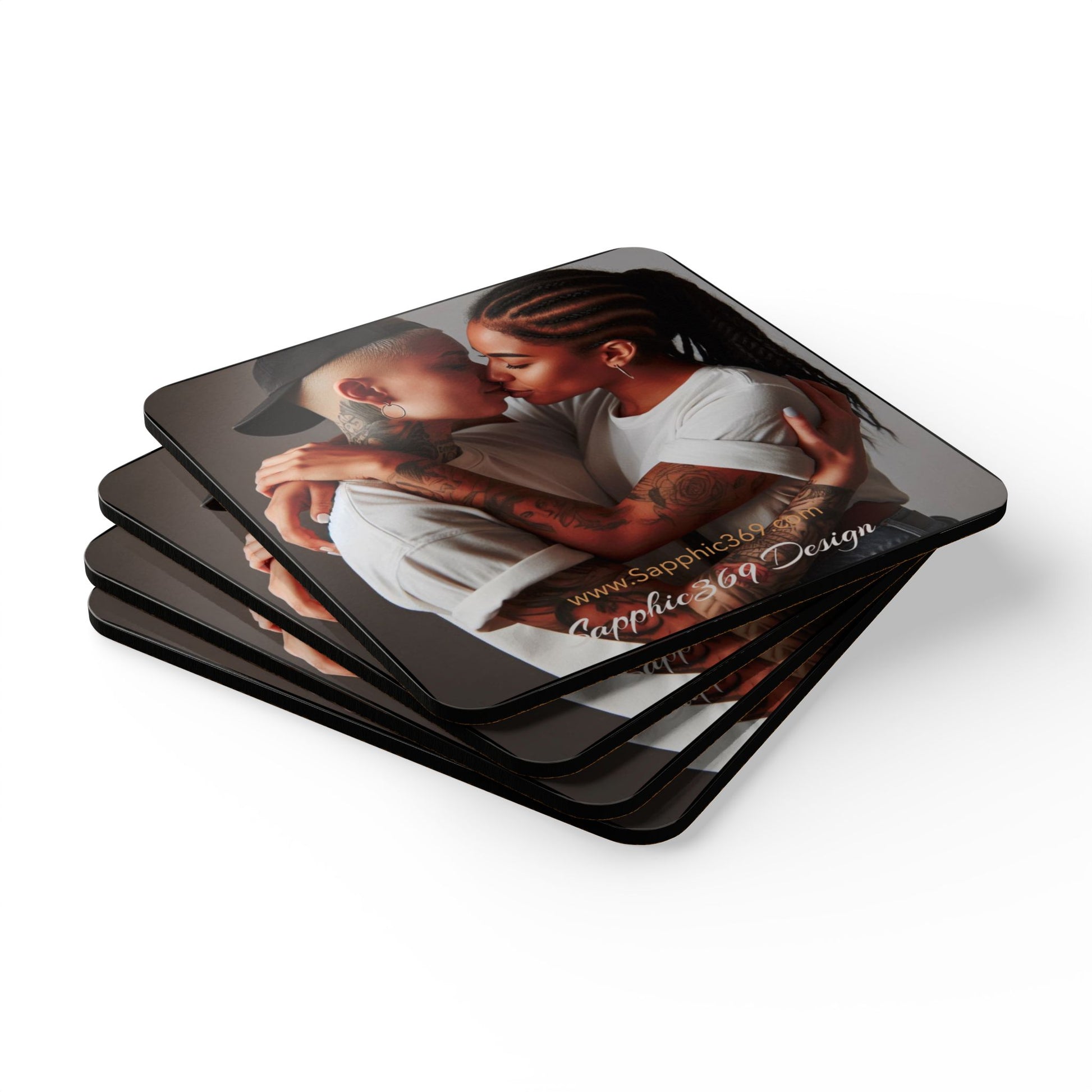 Corkwood Coaster Set Butch Femme Dynamic Urban5 Printify