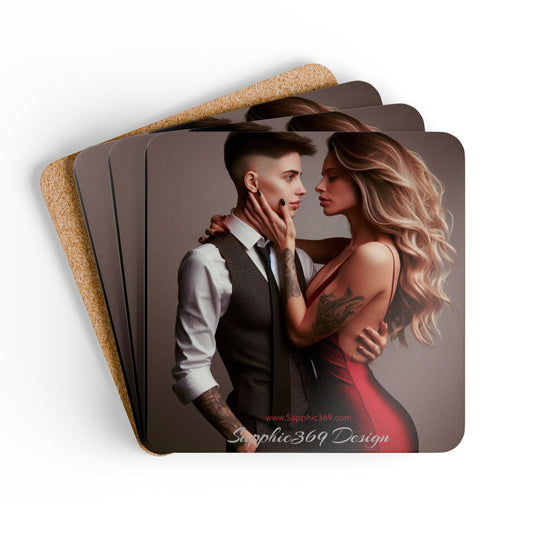 Corkwood Coaster Set Butch Femme Dynamic 4 Printify