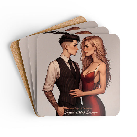 Corkwood Coaster Set Butch Femme Dynamic 8 Printify