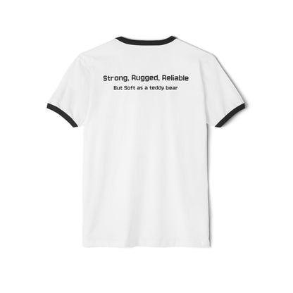 Construction "Butch" T-Shirt [ Rugged, Strong, Reliable but soft as a teddy bear on the back.] Unisex Cotton Ringer T-Shirt Printify