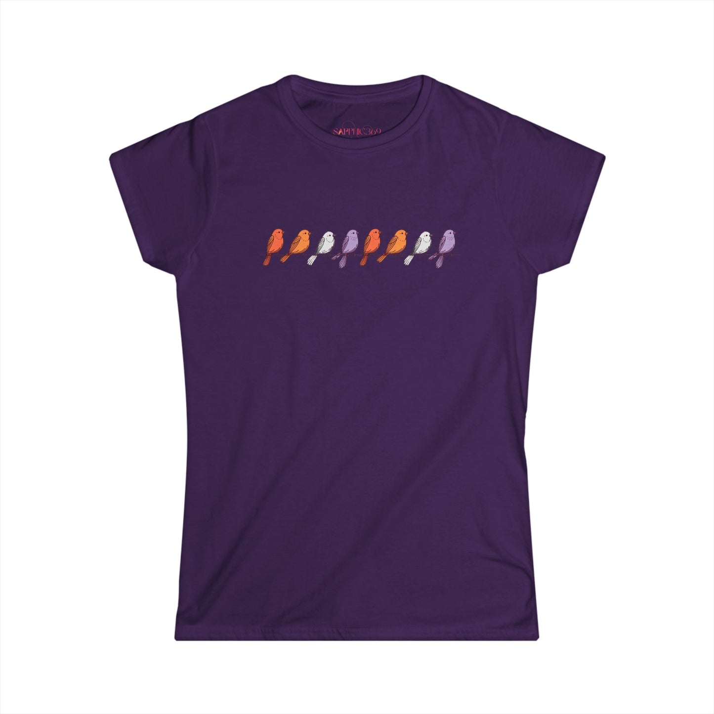 Women's Tee - Birds on a Wire Lesbian Flag Colors Printify