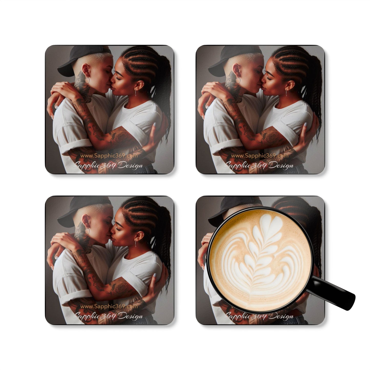 Corkwood Coaster Set Butch Femme Dynamic Urban5 Printify