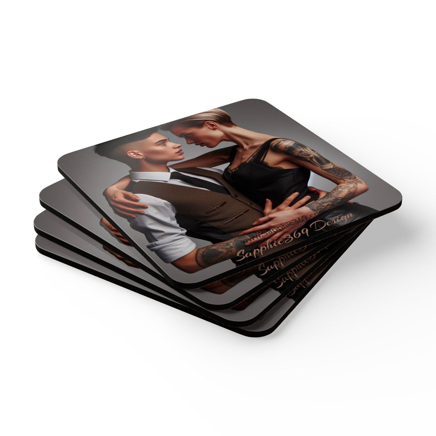 Corkwood Coaster Set Butch Femme Dynamic 6 Printify