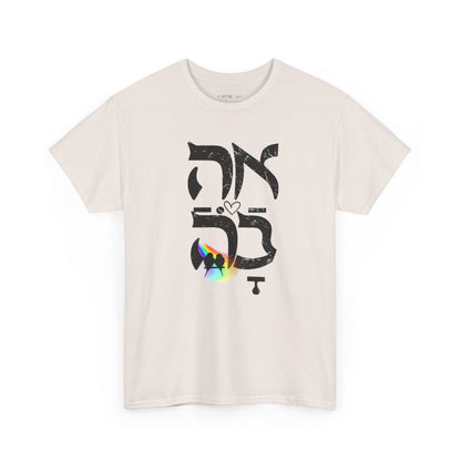 Ahava Rainbow Birds T-Shirt-Black distressed black lettering