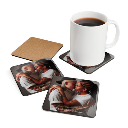 Corkwood Coaster Set Butch Femme Dynamic Urban5 Printify