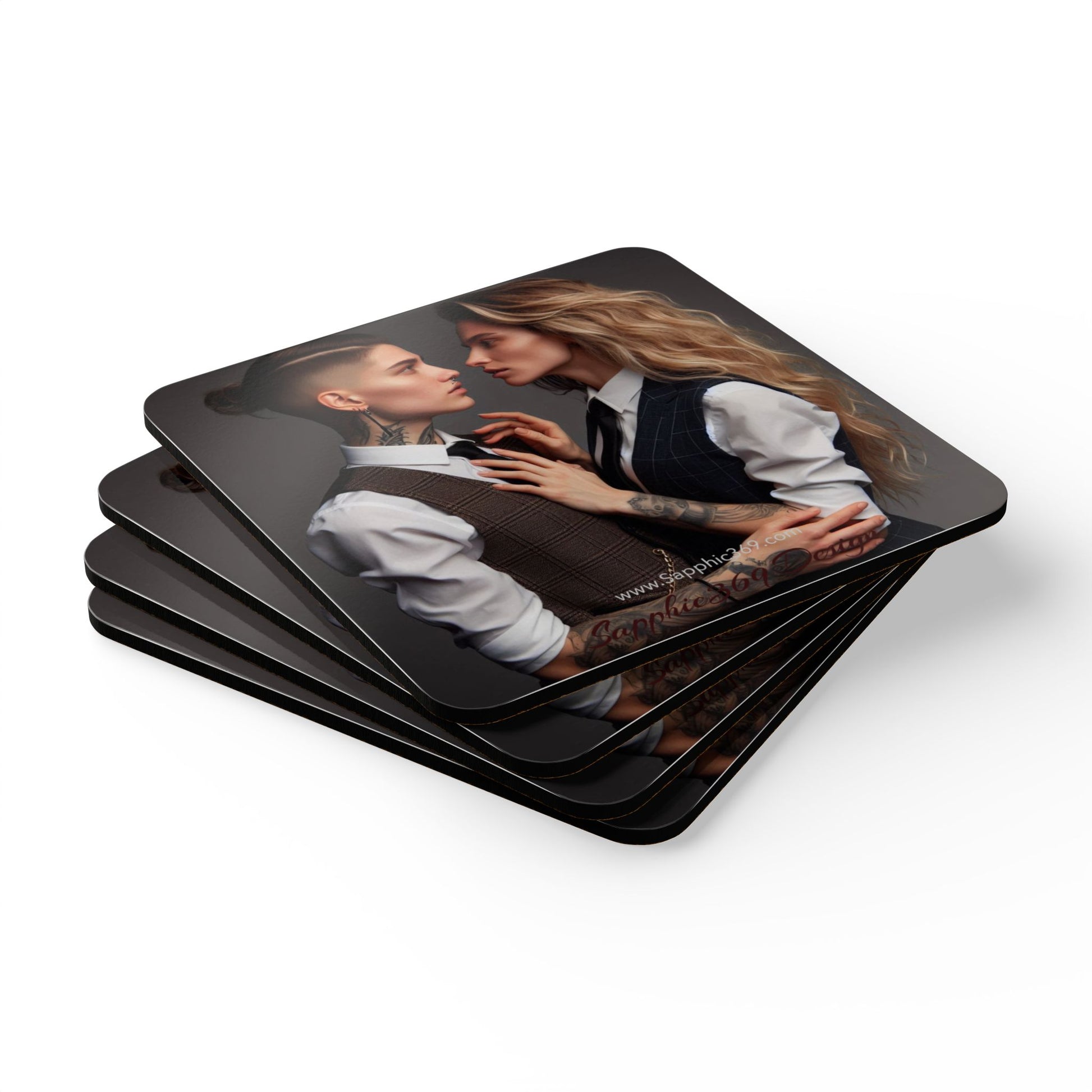 Corkwood Coaster Set Butch Femme Dynamic 2 Printify