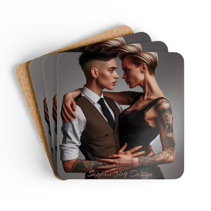 Corkwood Coaster Set Butch Femme Dynamic 6 Printify