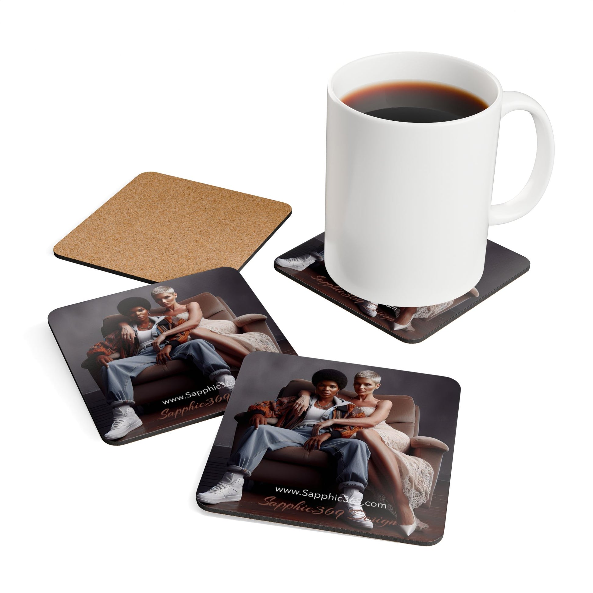 Corkwood Coaster Set Butch Femme Dynamic Urban4 Printify